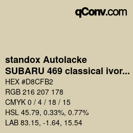 カラーコード: standox Autolacke - SUBARU 469 classical ivory | qconv.com