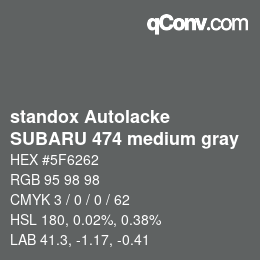 Color code: standox Autolacke - SUBARU 474 medium gray | qconv.com