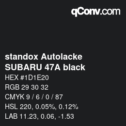 Color code: standox Autolacke - SUBARU 47A black | qconv.com