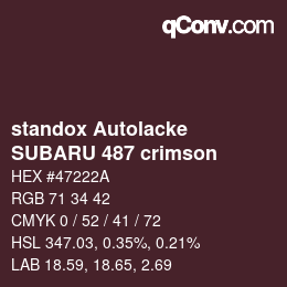Color code: standox Autolacke - SUBARU 487 crimson | qconv.com
