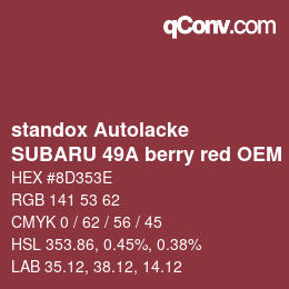 Color code: standox Autolacke - SUBARU 49A berry red OEM 2005 | qconv.com