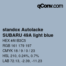 カラーコード: standox Autolacke - SUBARU 49A light blue | qconv.com