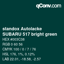 Código de color: standox Autolacke - SUBARU 517 bright green | qconv.com