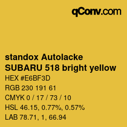 Color code: standox Autolacke - SUBARU 518 bright yellow | qconv.com