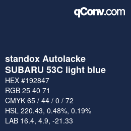 Code couleur: standox Autolacke - SUBARU 53C light blue | qconv.com