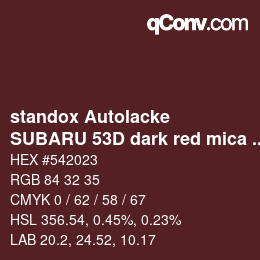 Código de color: standox Autolacke - SUBARU 53D dark red mica II | qconv.com