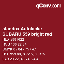Color code: standox Autolacke - SUBARU 559 bright red | qconv.com