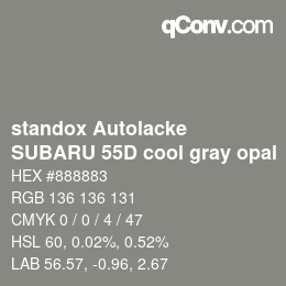 Code couleur: standox Autolacke - SUBARU 55D cool gray opal | qconv.com