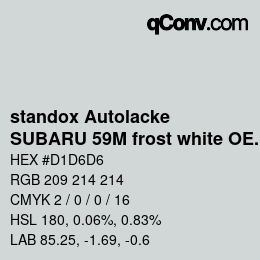 Color code: standox Autolacke - SUBARU 59M frost white OEM 2006 | qconv.com