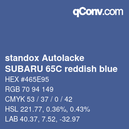 Color code: standox Autolacke - SUBARU 65C reddish blue | qconv.com