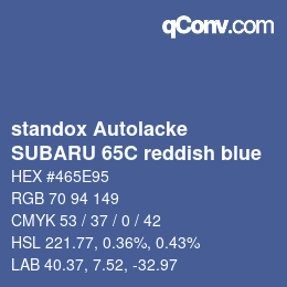 Código de color: standox Autolacke - SUBARU 65C reddish blue | qconv.com