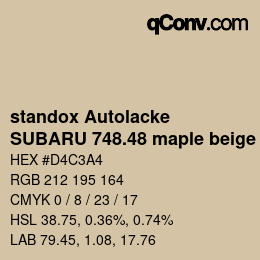 Color code: standox Autolacke - SUBARU 748.48 maple beige | qconv.com
