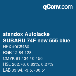 Código de color: standox Autolacke - SUBARU 74F new 555 blue | qconv.com