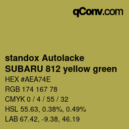Farbcode: standox Autolacke - SUBARU 812 yellow green | qconv.com