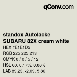 Code couleur: standox Autolacke - SUBARU 82X cream white | qconv.com