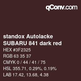 Color code: standox Autolacke - SUBARU 841 dark red | qconv.com