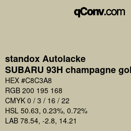 カラーコード: standox Autolacke - SUBARU 93H champagne gold | qconv.com