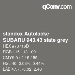 Color code: standox Autolacke - SUBARU 943.43 slate grey | qconv.com