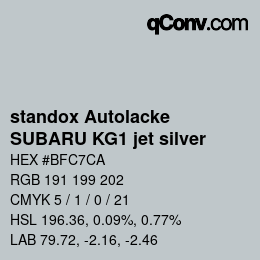 Farbcode: standox Autolacke - SUBARU KG1 jet silver | qconv.com