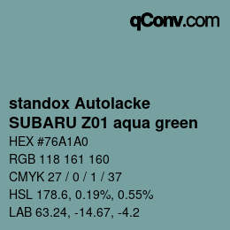 Farbcode: standox Autolacke - SUBARU Z01 aqua green | qconv.com