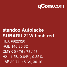 Color code: standox Autolacke - SUBARU Z1W flash red | qconv.com