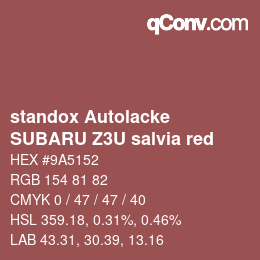 Farbcode: standox Autolacke - SUBARU Z3U salvia red | qconv.com