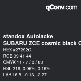 Farbcode: standox Autolacke - SUBARU ZCE cosmic black OEM 2006 | qconv.com