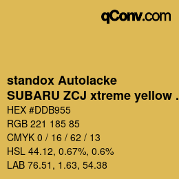 Farbcode: standox Autolacke - SUBARU ZCJ xtreme yellow OEM 2006 | qconv.com