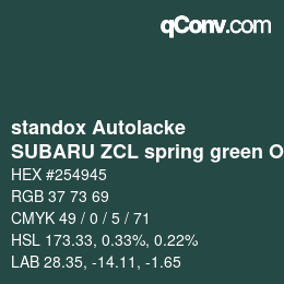 Color code: standox Autolacke - SUBARU ZCL spring green OEM 2006 | qconv.com