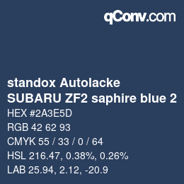 Código de color: standox Autolacke - SUBARU ZF2 saphire blue 2 | qconv.com