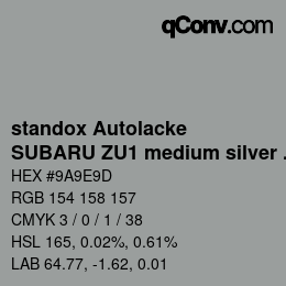 Color code: standox Autolacke - SUBARU ZU1 medium silver OEM 2005 | qconv.com