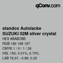 Código de color: standox Autolacke - SUZUKI 02M silver crystal | qconv.com
