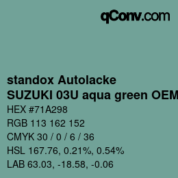 Farbcode: standox Autolacke - SUZUKI 03U aqua green OEM 2006 | qconv.com