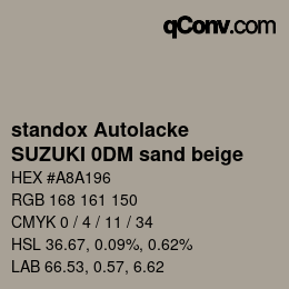 Color code: standox Autolacke - SUZUKI 0DM sand beige | qconv.com