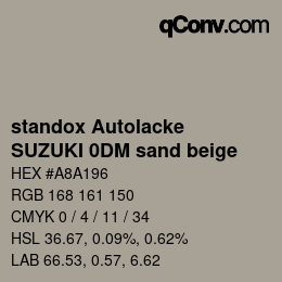 Código de color: standox Autolacke - SUZUKI 0DM sand beige | qconv.com