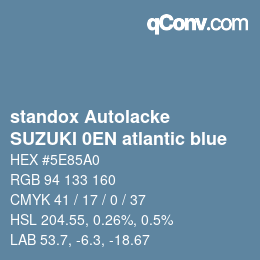 Código de color: standox Autolacke - SUZUKI 0EN atlantic blue | qconv.com
