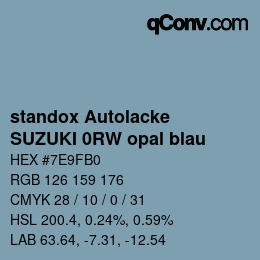 Color code: standox Autolacke - SUZUKI 0RW opal blau | qconv.com