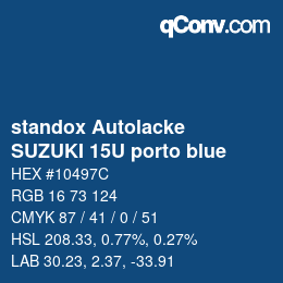 Código de color: standox Autolacke - SUZUKI 15U porto blue | qconv.com