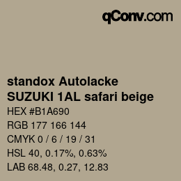 Color code: standox Autolacke - SUZUKI 1AL safari beige | qconv.com