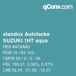 Color code: standox Autolacke - SUZUKI 1HT aqua | qconv.com
