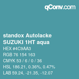 Color code: standox Autolacke - SUZUKI 1HT aqua | qconv.com