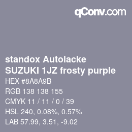 Code couleur: standox Autolacke - SUZUKI 1JZ frosty purple | qconv.com