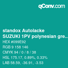 Color code: standox Autolacke - SUZUKI 1PV polynesian green | qconv.com