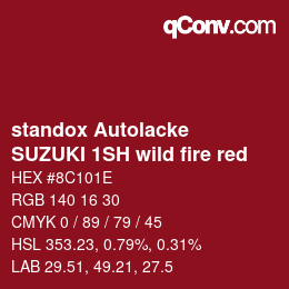 Code couleur: standox Autolacke - SUZUKI 1SH wild fire red | qconv.com