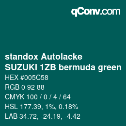 Color code: standox Autolacke - SUZUKI 1ZB bermuda green | qconv.com