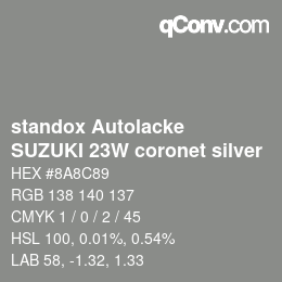 カラーコード: standox Autolacke - SUZUKI 23W coronet silver | qconv.com