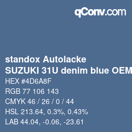 Color code: standox Autolacke - SUZUKI 31U denim blue OEM 2005 | qconv.com