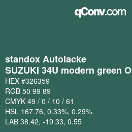 Color code: standox Autolacke - SUZUKI 34U modern green OEM 2005 | qconv.com