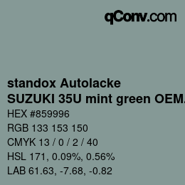 Código de color: standox Autolacke - SUZUKI 35U mint green OEM 2005 | qconv.com