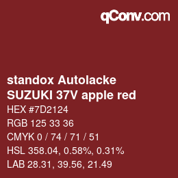 Código de color: standox Autolacke - SUZUKI 37V apple red | qconv.com